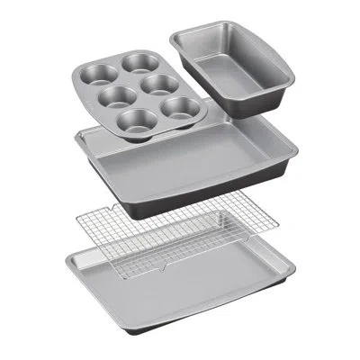 Cuisinart 5-piece Stackable Ceramic Nonstick Bakeware In Silver