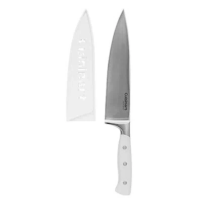 Cuisinart 8" Chef Knife, High Carbon Stainless Steel, Triple Rivet, White