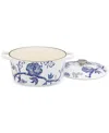 Cuisinart Caskata Enameled Cast Iron 5 Qt. Round Casserole In White With Blue Accents