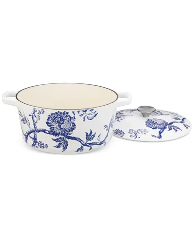 Cuisinart Caskata Enameled Cast Iron 5 Qt. Round Casserole In White With Blue Accents