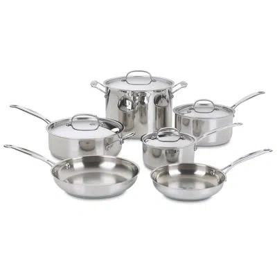 Cuisinart Chef's Classic 10 Piece Stainless Steel Cookware Set In Chrome;clear
