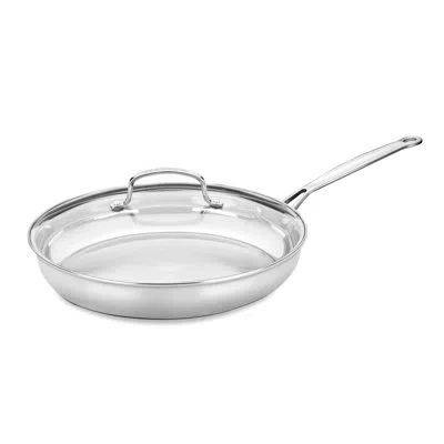 Cuisinart Chef's Classic 12" Stainless Steel (18/10) 2 Piece Skillet With Glass Cover In Silver;clear