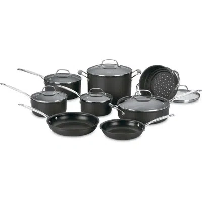 Cuisinart Chef's Classic 14 Piece Non Stick Hard Anodized Cookware Set In Black