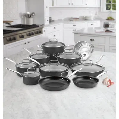Cuisinart Chef's Classic 17 Piece Non Stick Hard-anodized Cookware Set In Silver;black