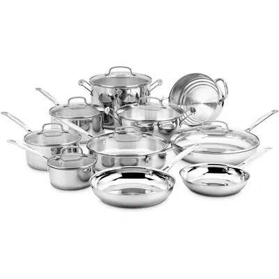 Cuisinart Chef's Classic 17 Piece Stainless Steel Cookware Set In Silver