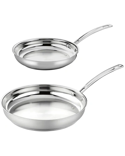 Cuisinart Chef's Classic Induction Stainless Steel 2pc Skillet Set In White