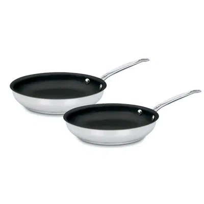 Cuisinart Chef's Classic Stainless Steel 2 Piece Skillet Set In Silver