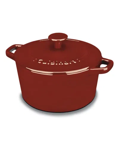 Cuisinart Chefs Classic Enameled Cast Iron 3-qt. Round Covered Casserole In Caridinal Red