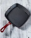 Cuisinart Chefs Classic Enameled Cast Iron 9.25" Square Grill Pan In Caridinal Red