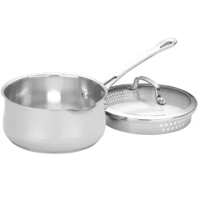 Cuisinart Contour 2-qt. Stainless Steel Spouted Saucepan With Lid In Gray