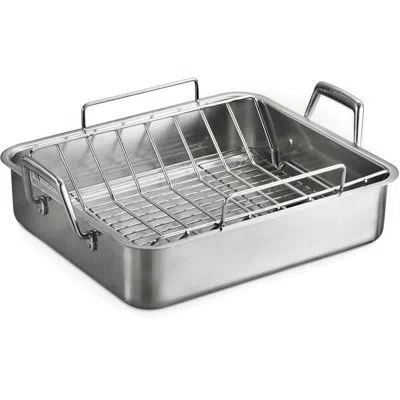 Cuisinart Multiclad Pro Triple Ply Stainless Cookware 16" Roasting Pan With Rack In Silver