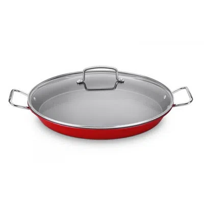 Cuisinart Non-stick Stainless Steel Paella Pan With Lid In Red