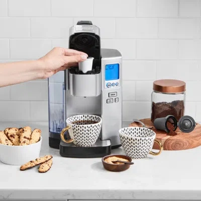 Cuisinart Premium Single Serve Brewer, 72-ounce Reservoir Coffee Machine, Programmable Brewing & Hot Water Dis In Stainless Steel