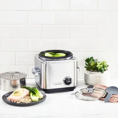 Cuisinart Rice Cooker, 4-cup, Cook & Warm, Dishwasher-safe Removable Parts In Stainless Steel