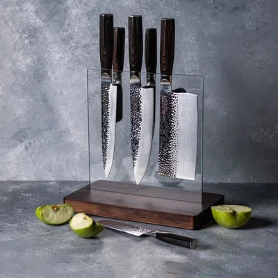 Cuisine::pro Damashiro Emperor®  Hikari Knife Block 7 Piece Ash In Walnut,walnut