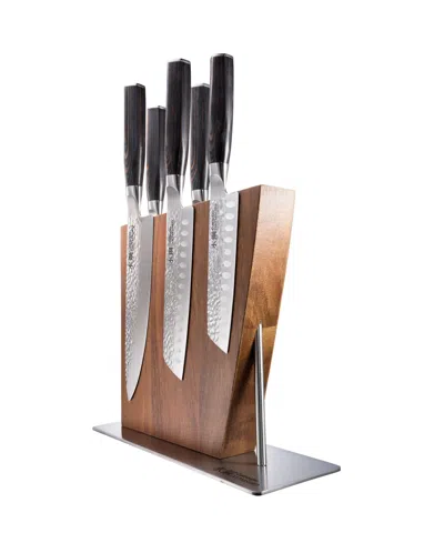 Cuisine::pro Damashiro Emperor Stainless Steel 6-pc. Nanashi Knife Block Set In Brown