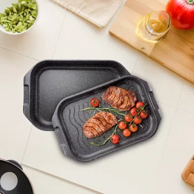 Cuisine::pro Granite Roaster With Grill 6.5 Qt. In Black
