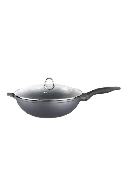 Cuisine::pro ® Granite Wok With Lid 5.1 Qt. In Black