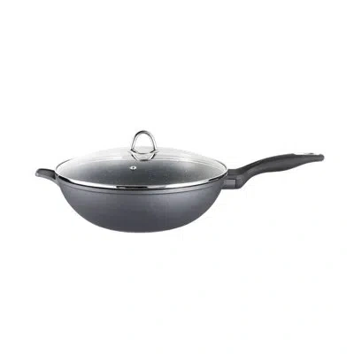 Cuisine::pro Granite Wok With Lid 5.1 Qt. In Gray