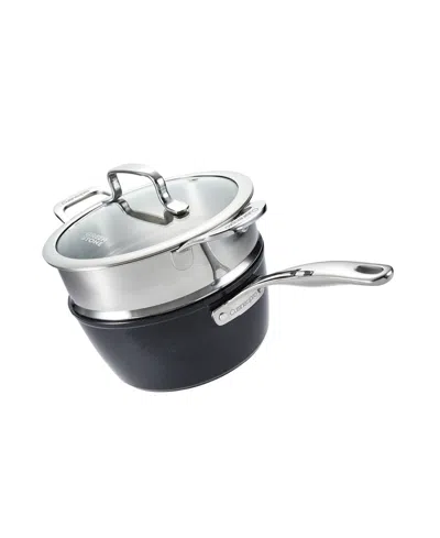Cuisine::pro Green Stone Aluminum 2.4-quart Saucepan With Lid And Steamer Set In Black