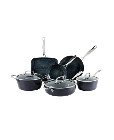 Cuisine::pro Green Stone Aluminum 9-piece Cookware Set In Black