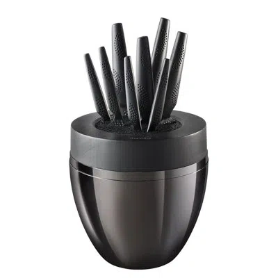 Cuisine::pro Id3® Black Samurai The Egg 9 Piece Knife Block In Silver