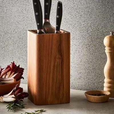 Cuisine::pro Universal Square Knife Block Acacia Acacia In Brown