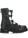 Cult Buckle-strap Cut-out Boots In Black
