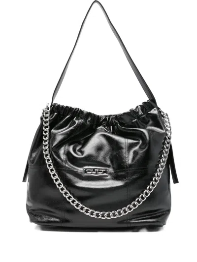 Cult Chain-strap Leather Tote Bag In Black