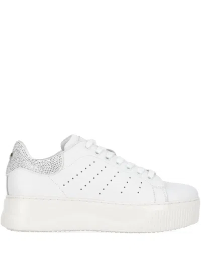Cult Crystal-embellished Platform Sneakers In White