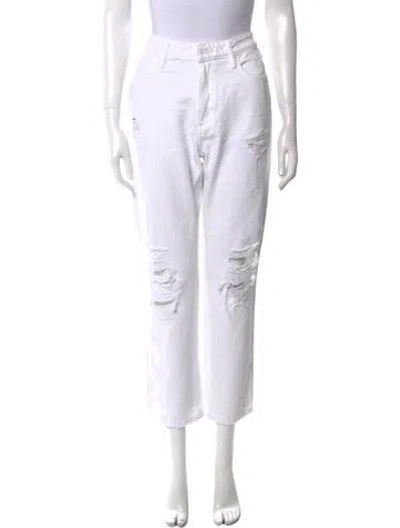Pre-owned Cult Form High-rise Straight Leg Jeans In White