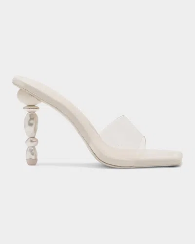 Cult Gaia 100mm Mahina Beaded-heel Sandals In Antique White