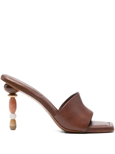 Cult Gaia 100mm Mahina Sculpted-heel Sandals In Brown