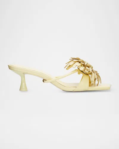Cult Gaia 50mm Alora Leather Kitten-heel Sandals In Gold