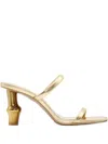 Cult Gaia 80mm Double-strap Sculpted-heel Sandals In Gold