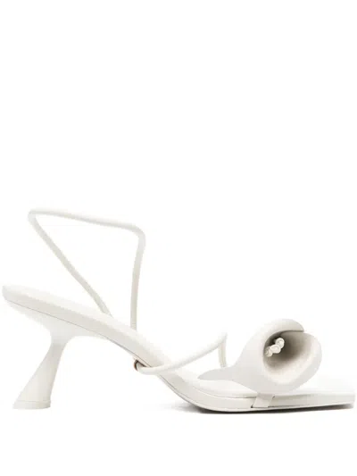 Cult Gaia Ria Calla Lily Leather Sandals In White