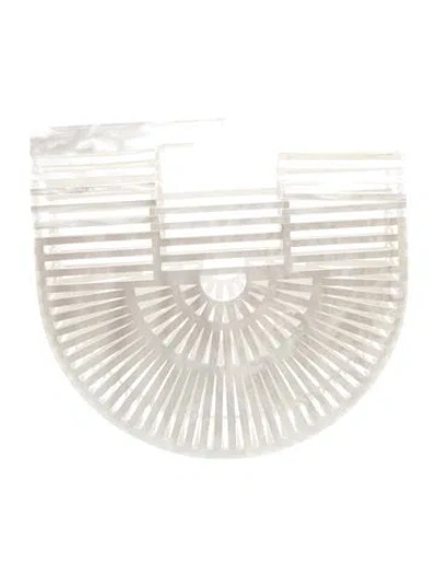 Pre-owned Cult Gaia Acrylic Top Handle Bag In White
