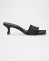 Cult Gaia Ada Frayed Kitten Mule Sandals In Black