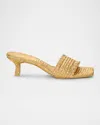 Cult Gaia Ada Frayed Kitten Mule Sandals In Gold