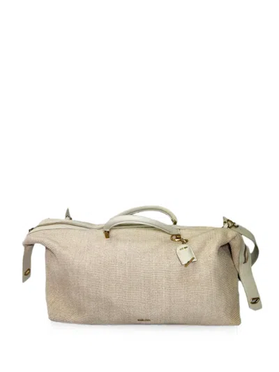 Pre-owned Cult Gaia Adah Raffia Weekender Bag In Neutral
