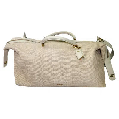 Pre-owned Cult Gaia Adah Weekender Bag In Cream Raffia