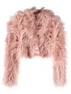 Cult Gaia Adda Shearling Cropped Jacket In Pink