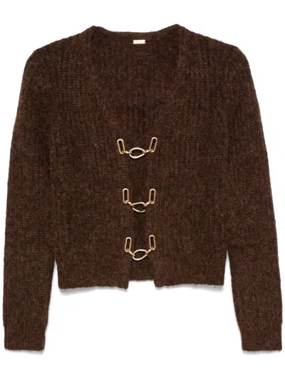 Cult Gaia Adele Knit Cardigan In Java In Brown
