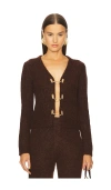 Cult Gaia Adel Knit Cardigan In Brown
