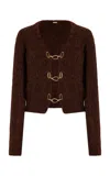 Cult Gaia Adele Knit Cardigan In Java In Brown