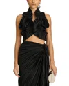 Cult Gaia Adilia Pleated Halter Top In Black