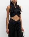 Cult Gaia Adilia Pleated Halter Top In Black