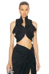 Cult Gaia Adilia Pleated Halter Top In Black