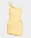 Cult Gaia Ahra Asymmetric Plisse Mini Dress In Yellow