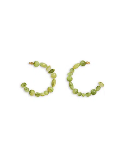 Cult Gaia Akira Green Beaded C Hoop Earrings In Gold Tone In Green